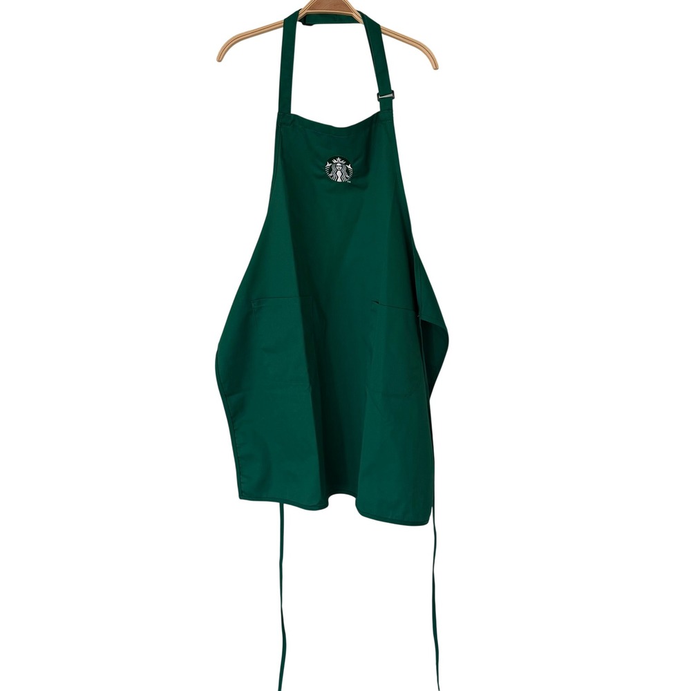 Starbucks Barista Apron Green Embroidered Siren Logo Pockets Adjustable Unisex